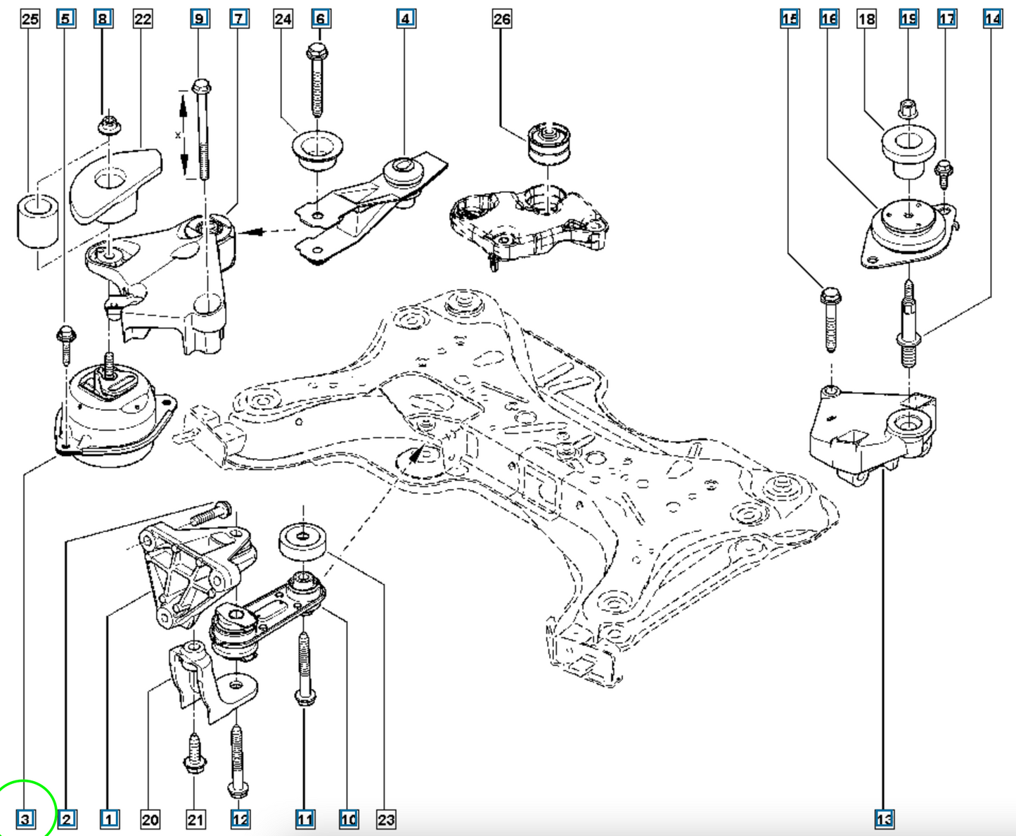 Pièce d'origine Support moteur pour Renault Laguna II 8200181589