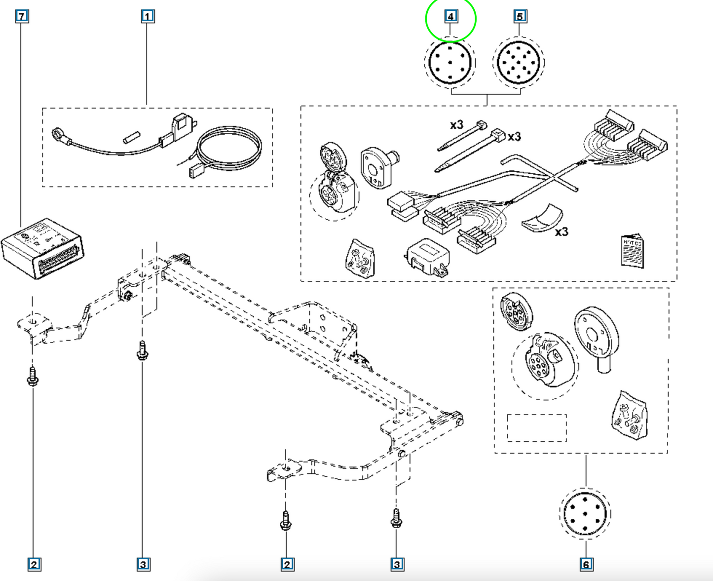 Pièce d'origine Faisceau d'attelage 7 broches pour Renault Trafic III 8201440358