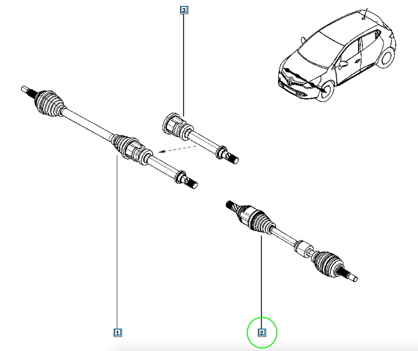 Pièce d'origine Cardan gauche pour Renault Clio IV 1.5 dCi 391010115R
