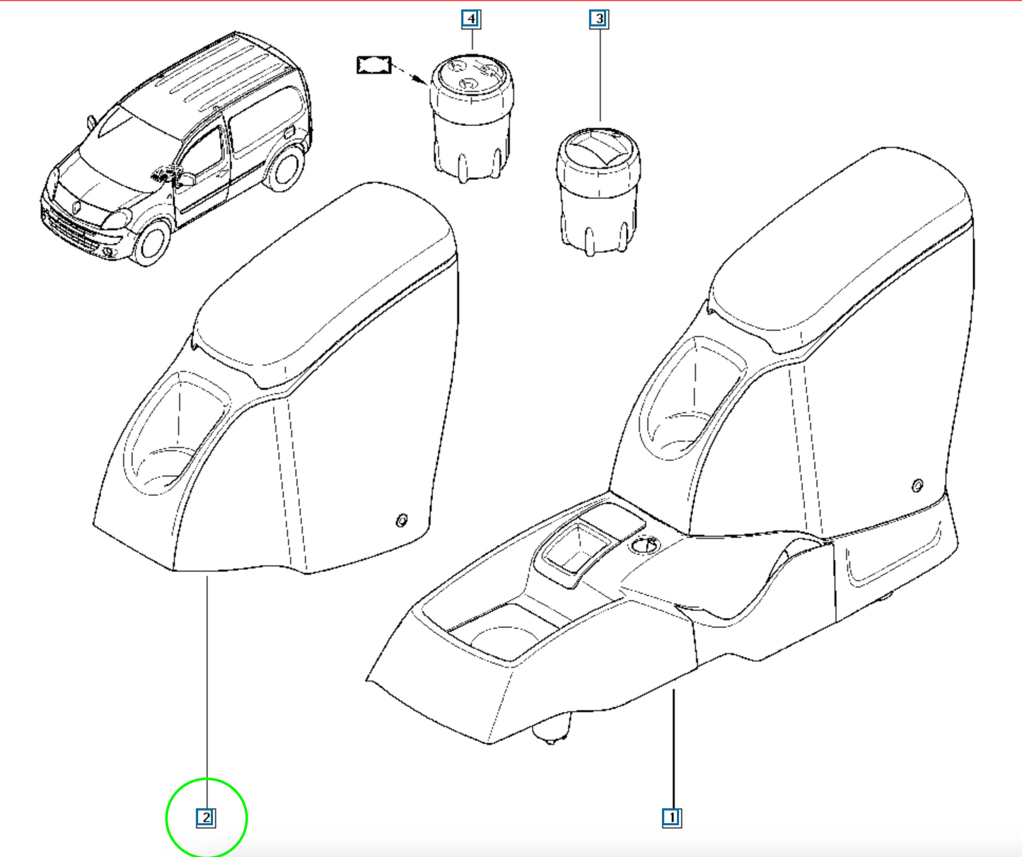 Pièce d'origine Accoudoir neuf pour Renault Kangoo II 7711425131