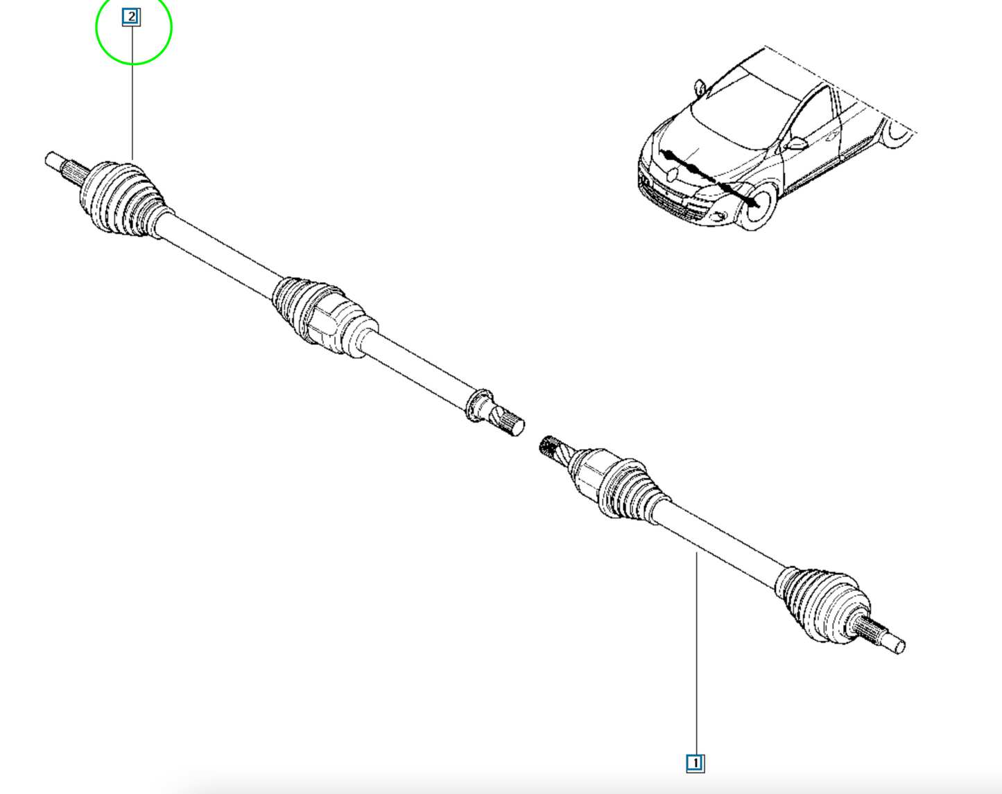 Pièce d'origine Cardan avant droit neuf pour Renault Megane III RS 8200866827