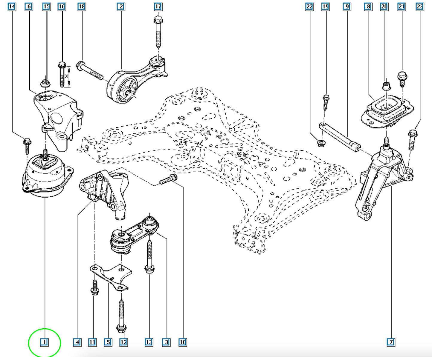 Pièce d'origine Support moteur pour Renault Laguna II Espace IV 8200181590