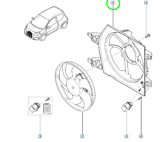 Pièce d'origine Carter de ventilateur pour Renault Twingo II 7701067979