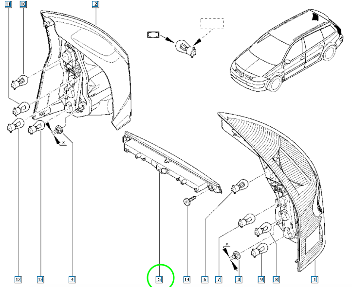 Pièce d'origine Troisième feu stop pour Renault Megane II 8200175538