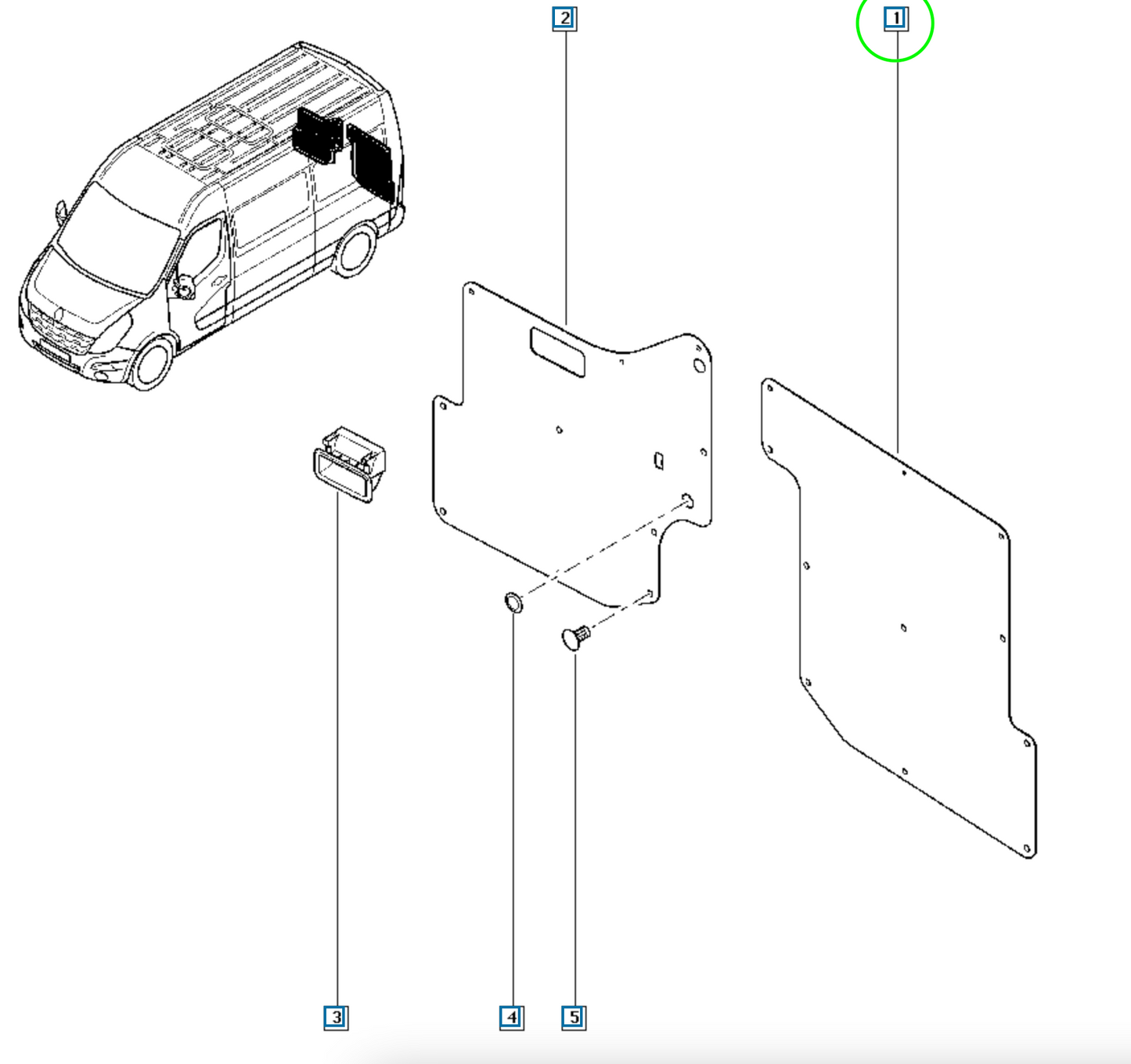 Pièce d'origine Panneau de porte arrière gauche pour Renault Master III 829A12145R