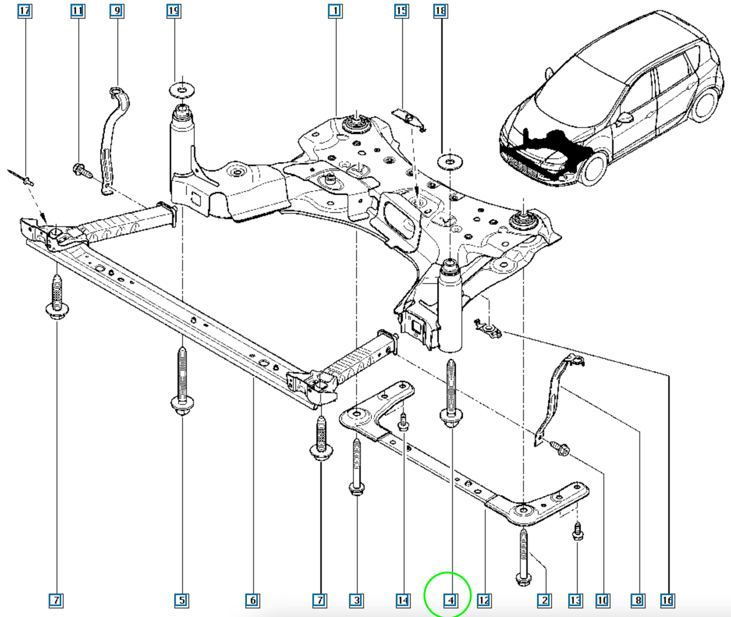 Pièce d'origine Renfort de support de radiateur pour Renault Scenic III 544F00007R