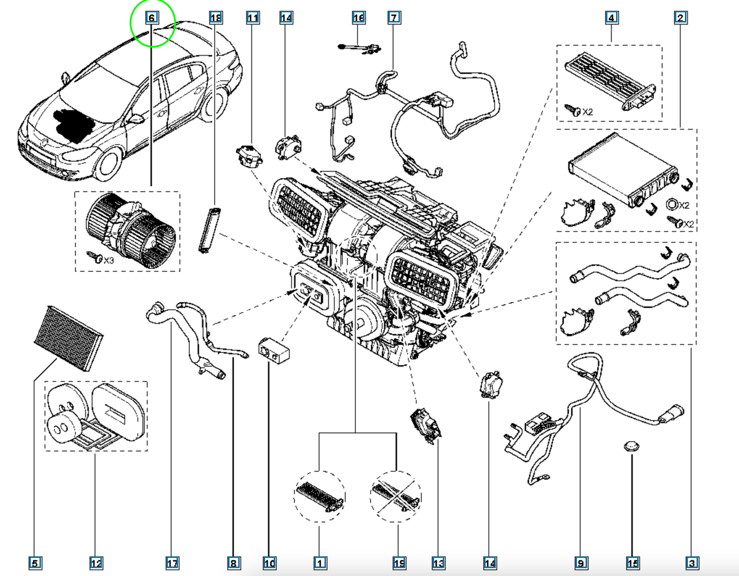 Pièce d'origine Pulseur d'air habitacle pour Renault Megane Fluence 272104377R