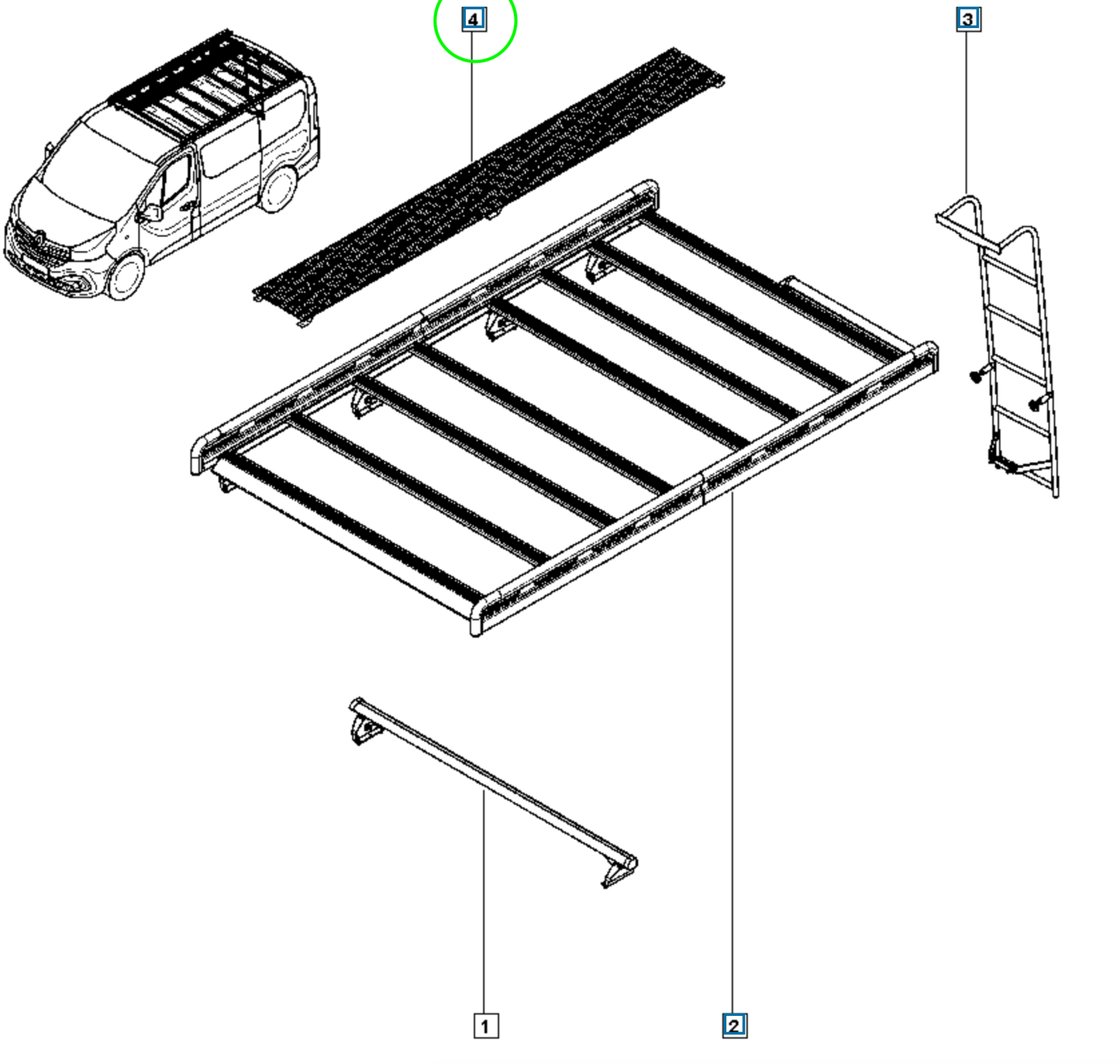 Pièce d'origine Plancher de galerie de toit pour Renault Trafic III Opel Vivaro B 8201468205