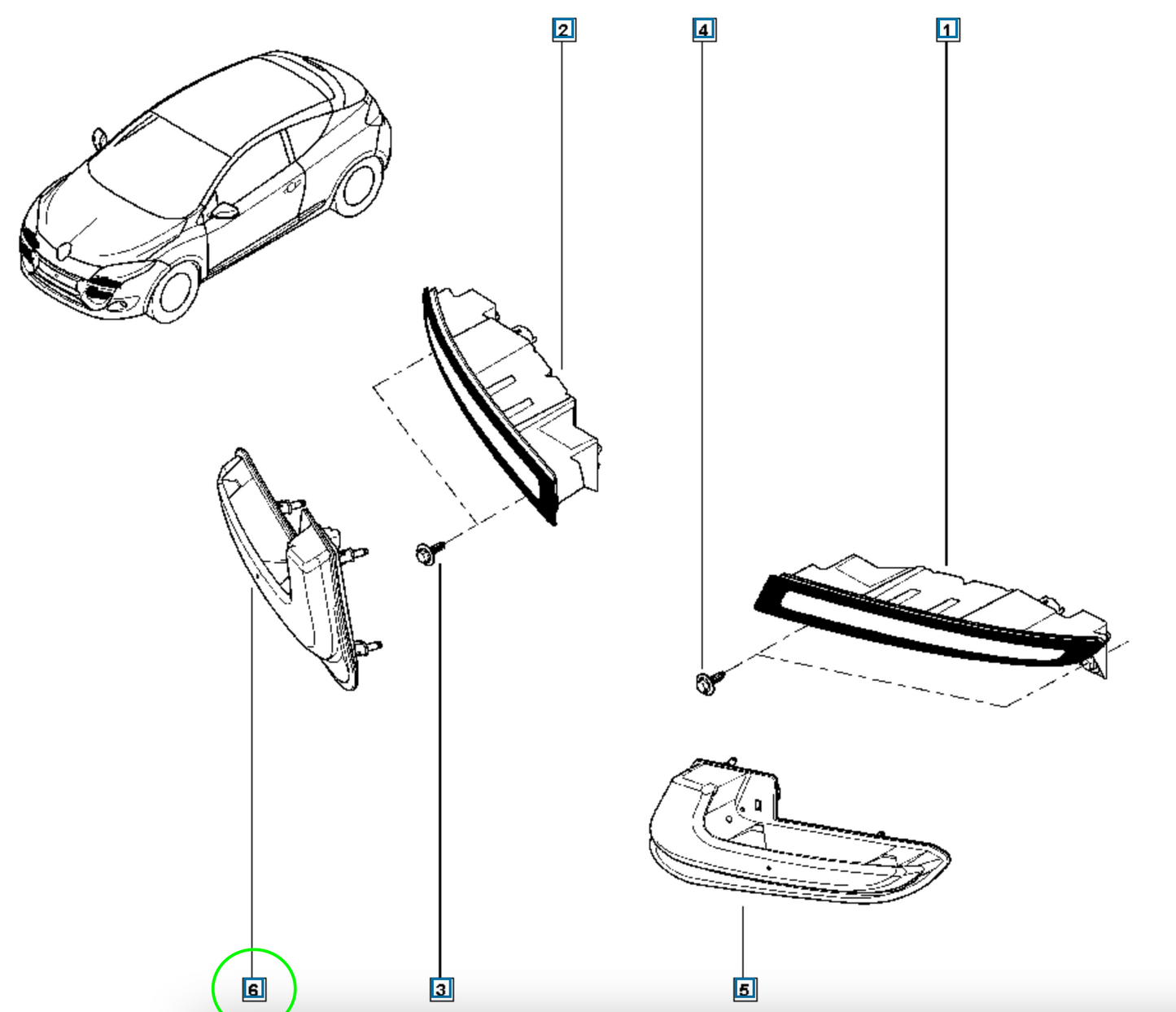 Pièce d'origine Feu LED avant droit pour Renault Mégane III 266006674R