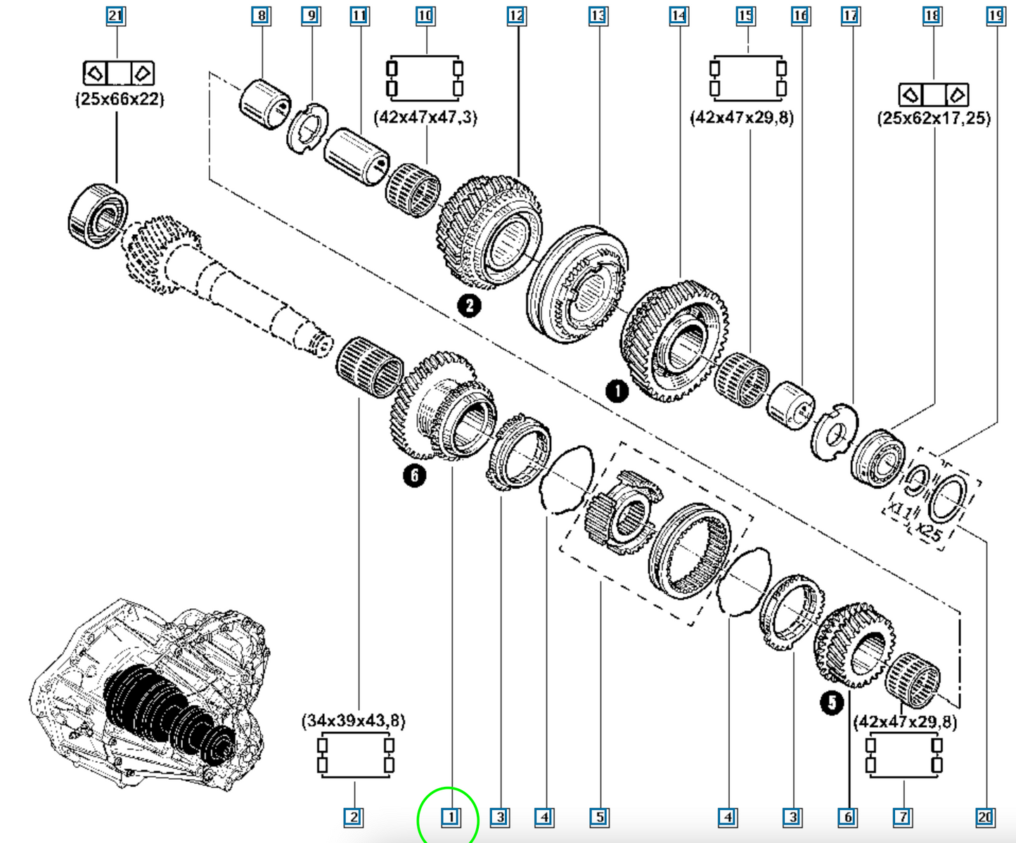 Pièce d'origine Pignon de 6e vitesse pour Renault Master II 8200018919