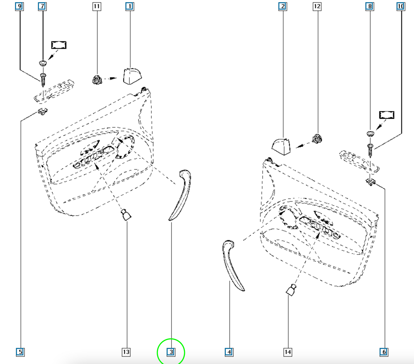 Pièce d'origine Cache de poignée de porte gauche pour Renault Mégane III 809540011R