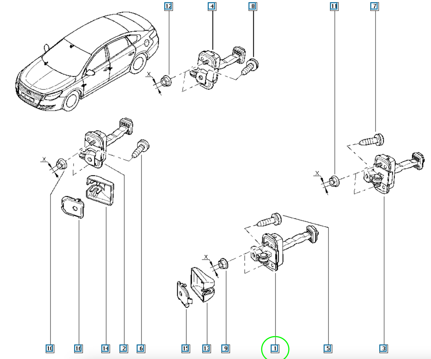 Pièce d'origine Charnière de porte gauche pour Renault Talisman Latitude 804301752R