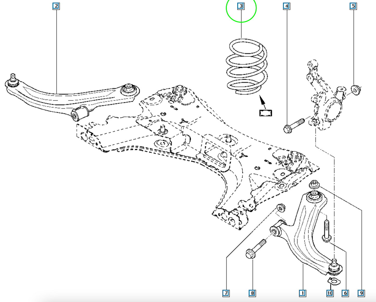 Pièce d'origine Ressort de suspension avant pour Renault Clio III 540103892R