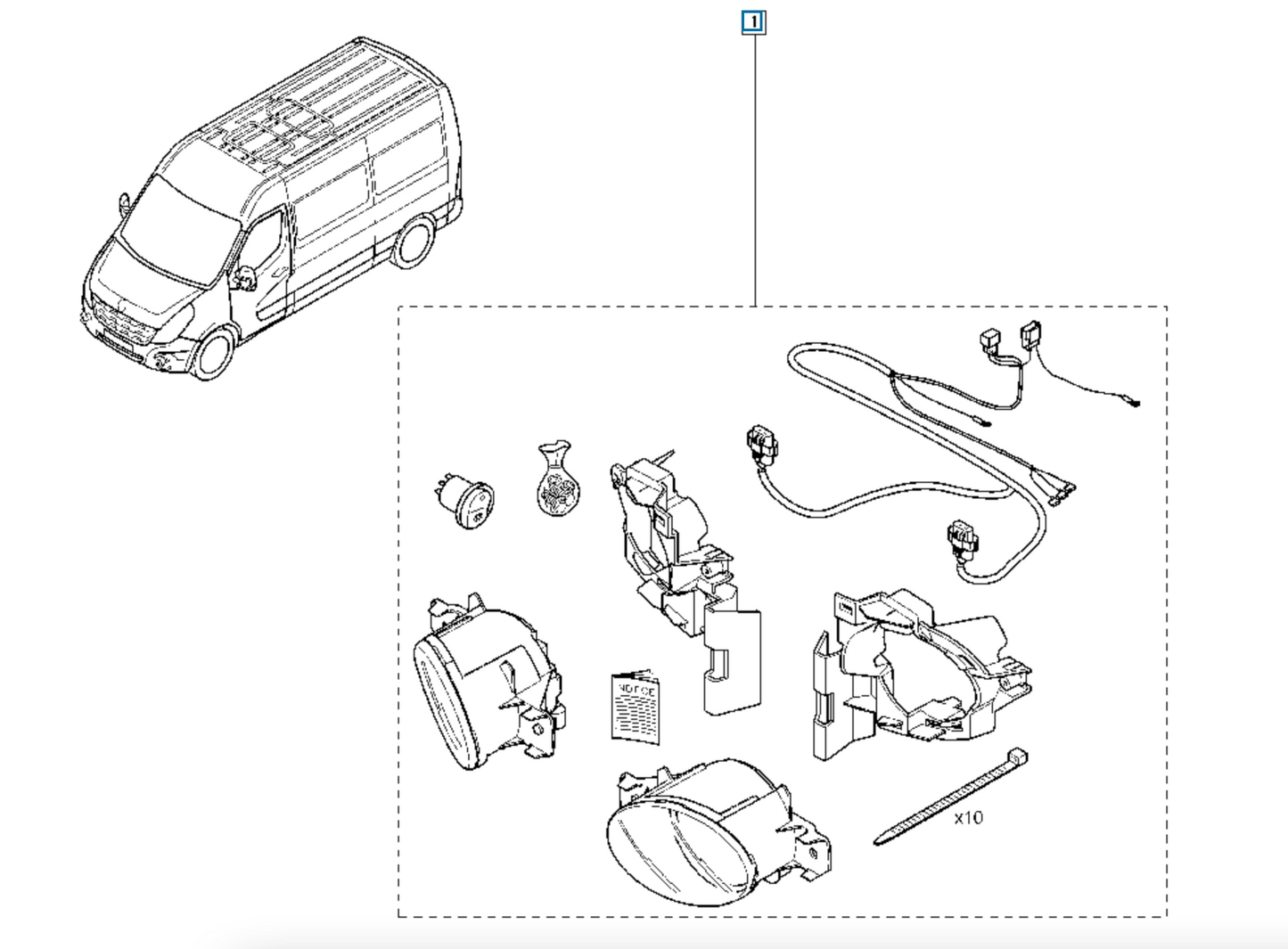 Pièce d'origine Kit de feux antibrouillard avant pour Renault Master III 7711427996