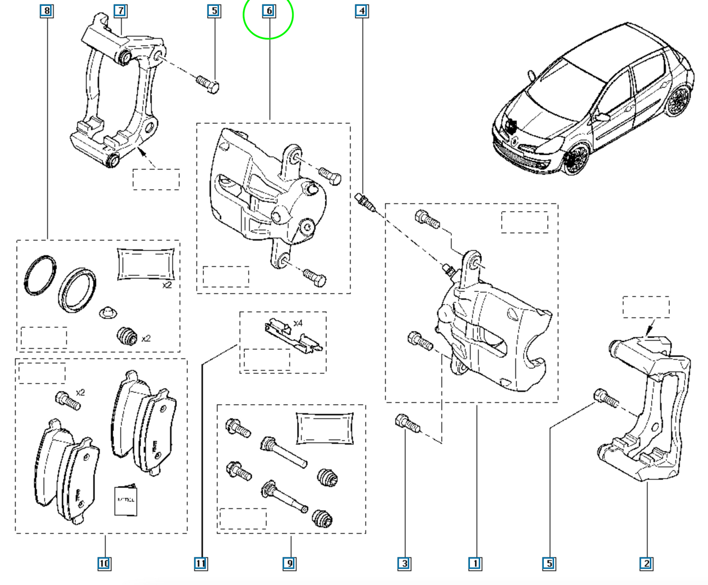 Pièce d'origine Étrier de frein avant droit pour Renault Dacia 7711368117