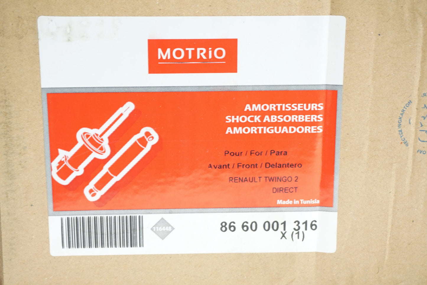 Pièce d'origine Amortisseur avant pour Renault Twingo II 8660001316