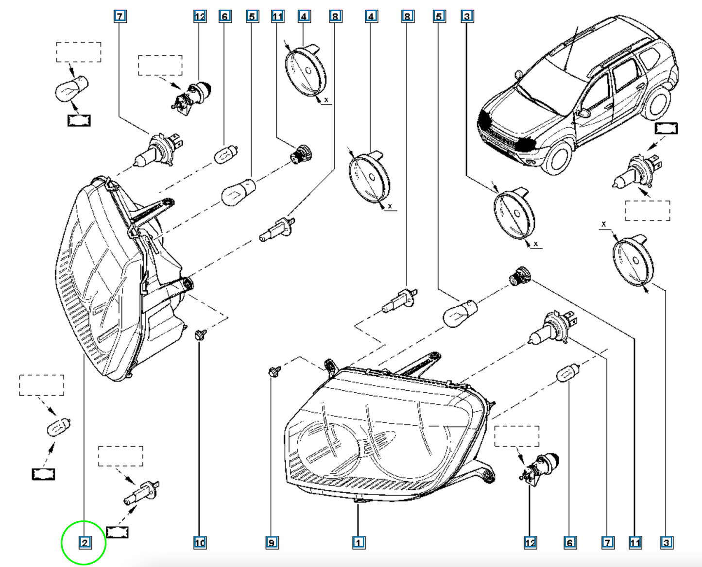 Pièce d'origine Phare droit pour Dacia Duster 260108233R