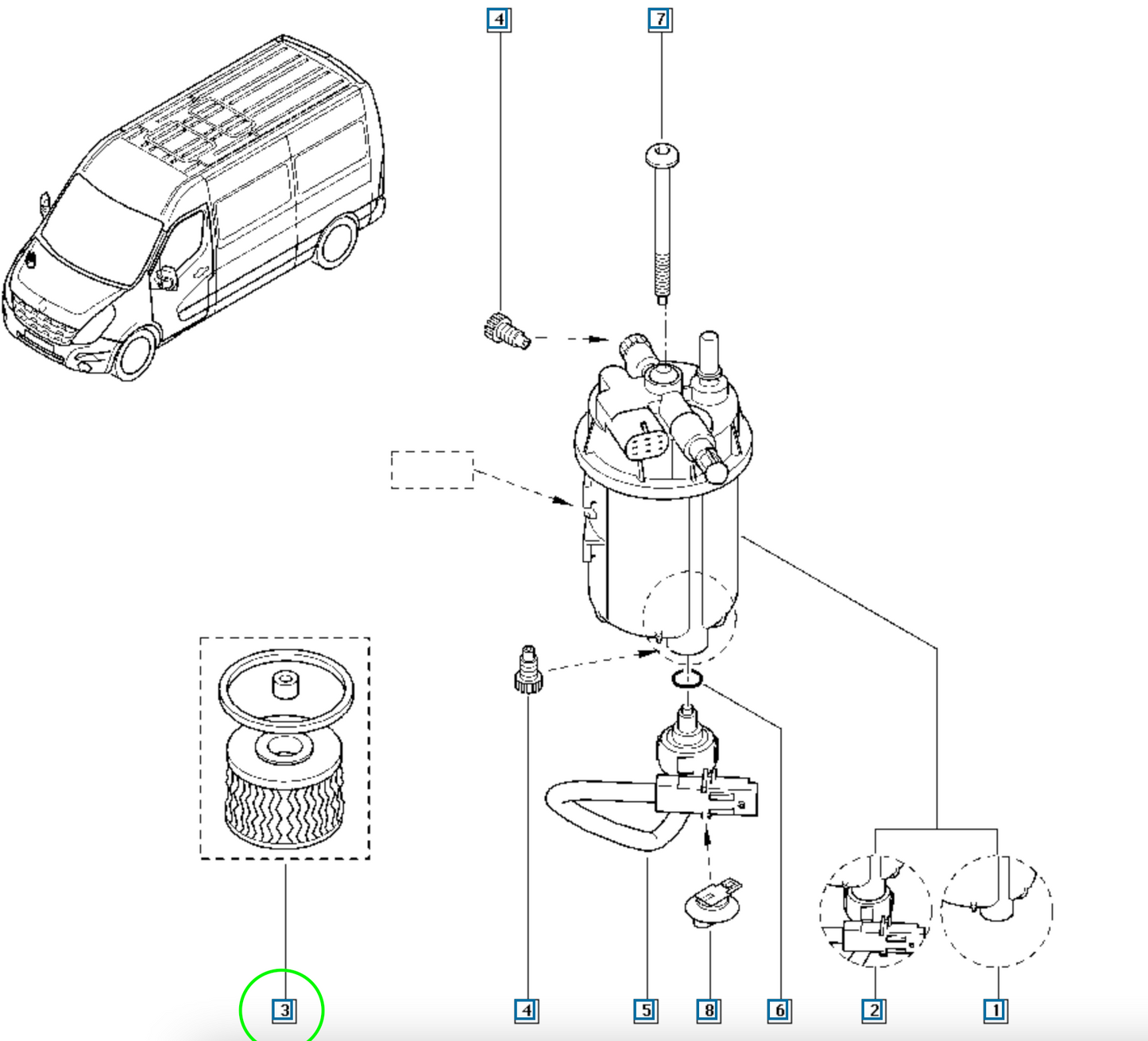 Pièce d'origine Filtre à carburant pour Renault Master III 164038513R