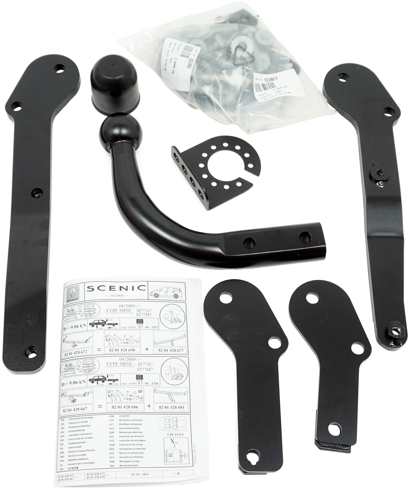 OE d’origine kit de montage d’attelage holowniczego Renault scenic III 8201428689