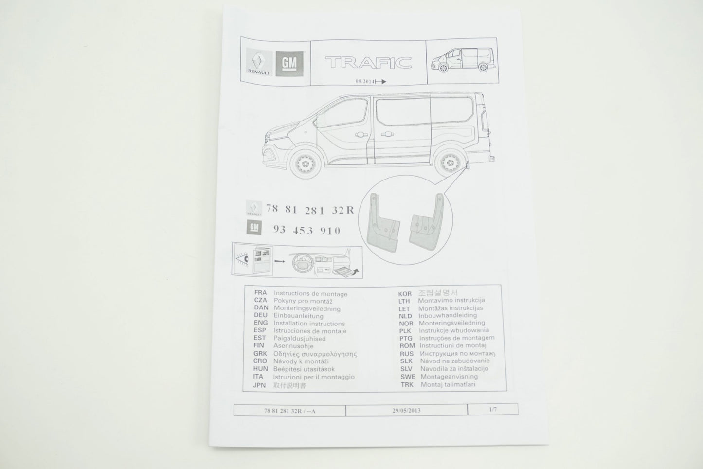 Pièce d'origine Bavette arrière pour Renault Trafic III Opel Vivaro B 788128132R