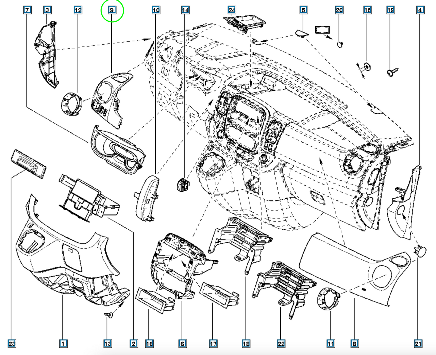 Pièce d'origine Boîtier d'aérateur gauche pour Renault Trafic III Opel Vivaro B 683112651R