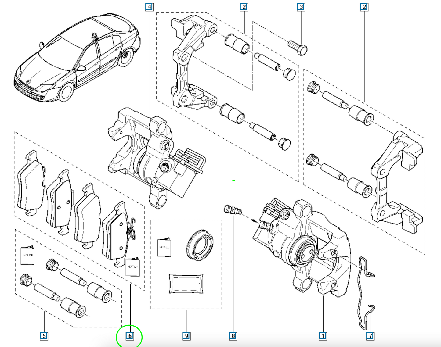 Pièce d'origine Plaquettes de frein arrière pour Renault Laguna III 440601689R