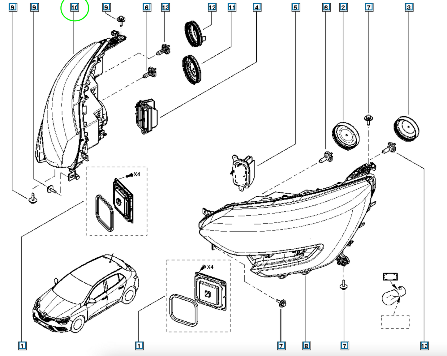 Pièce d'origine Phare avant droit pour Renault Megane IV 260100141R