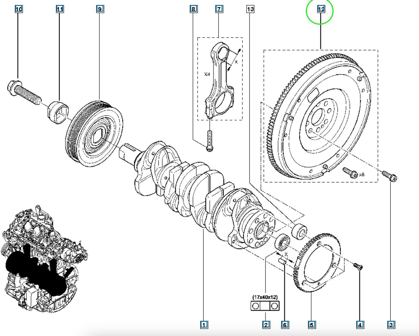Pièce d'origine Volant moteur bimasse pour Renault Laguna II III 123005633R