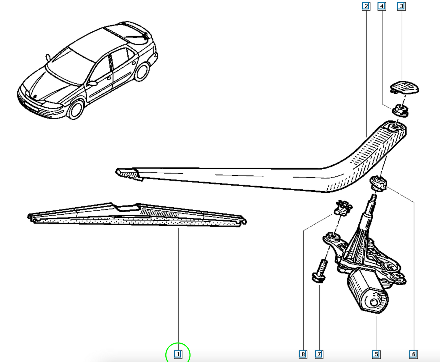 Pièce d'origine Balai d'essuie-glace 500 mm pour Renault Laguna II 7701049002
