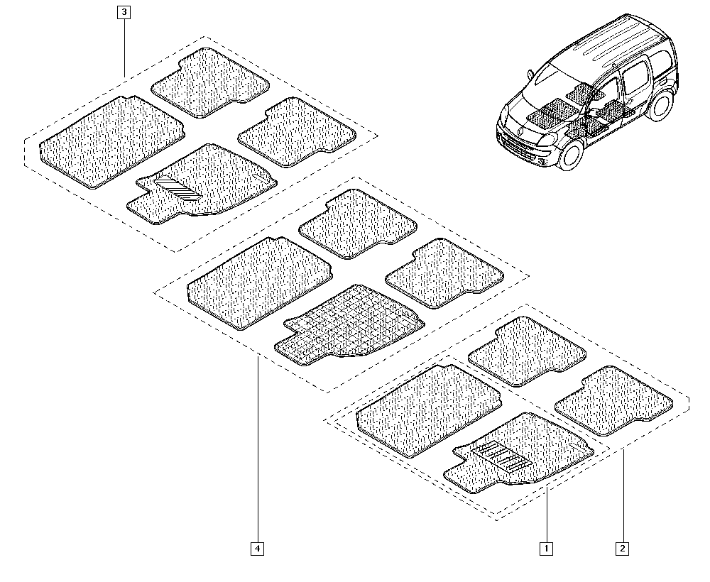 Tapis de sol en velours pour Renault Kangoo II