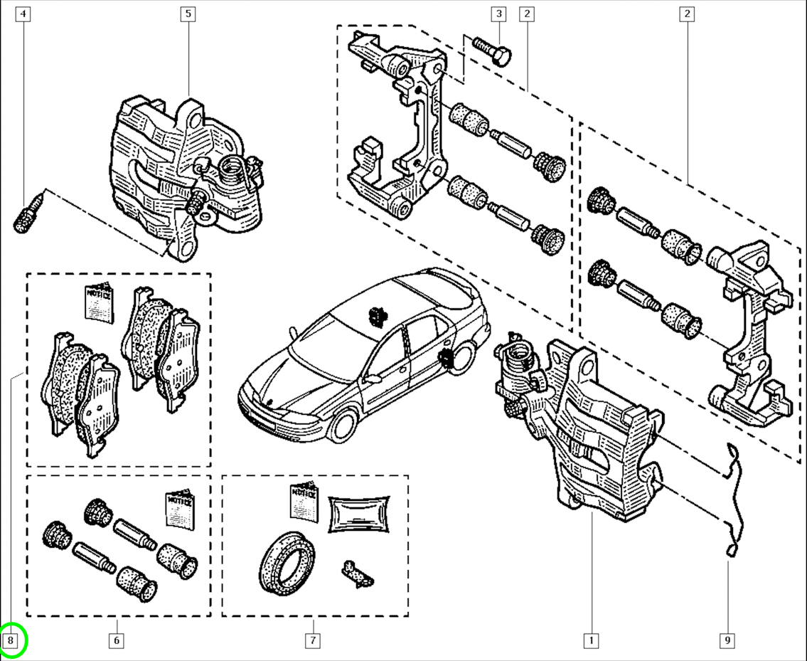 Pièce d'origine Plaquettes de frein arrière pour Renault Laguna II 7701207996