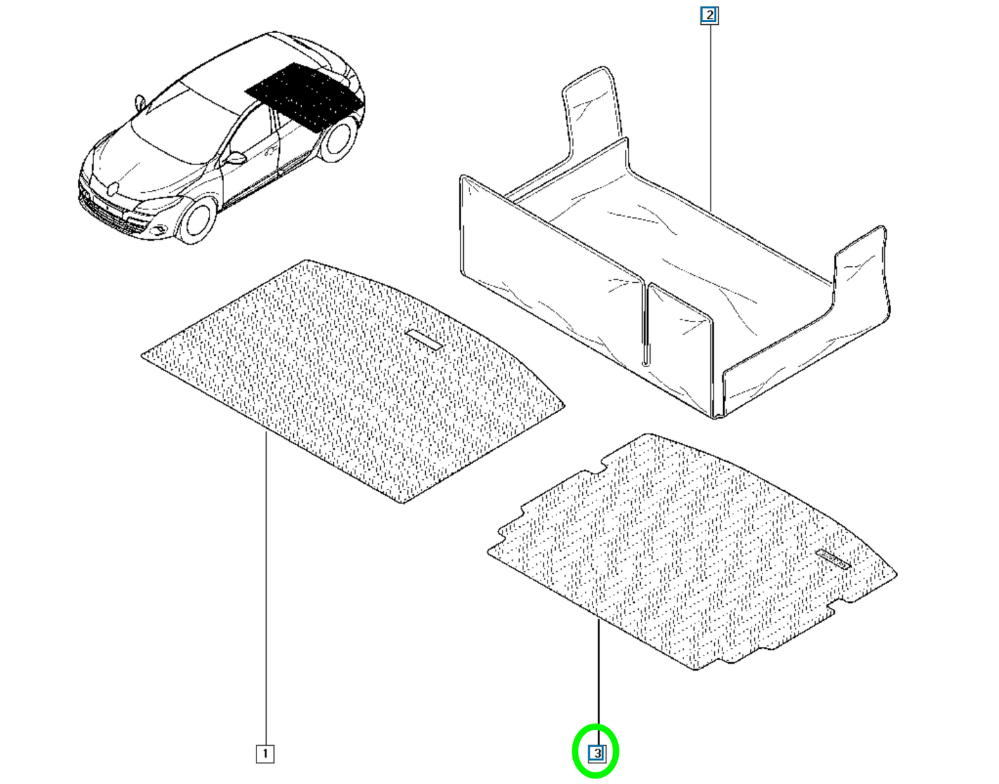 Pièce d'origine Tapis de coffre avec bac de chargement pour Renault Megane III Grandtour 7711426229