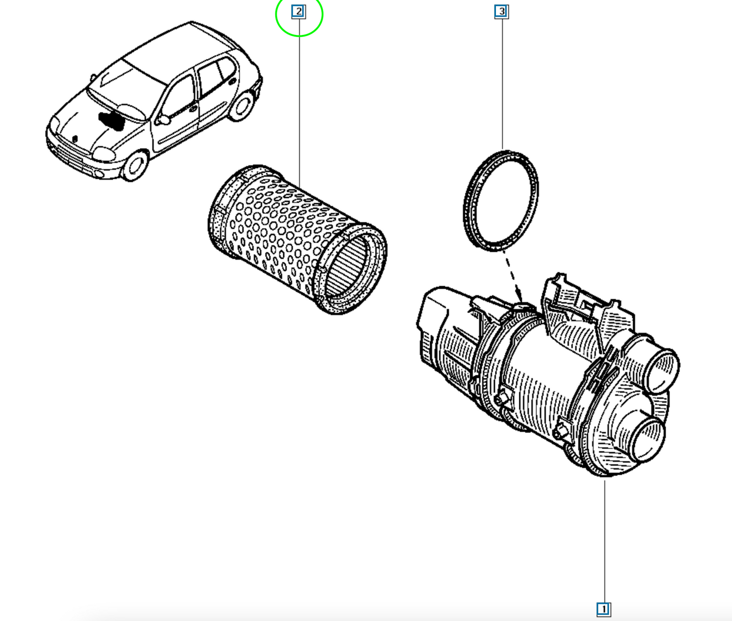 Pièce d'origine Filtre à air pour Renault Clio Kangoo Twingo 7701065985