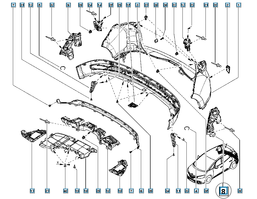 Pièce d'origine Rail de guidage de pare-chocs arrière gauche pour Renault Grand Scenic IV 850459025R