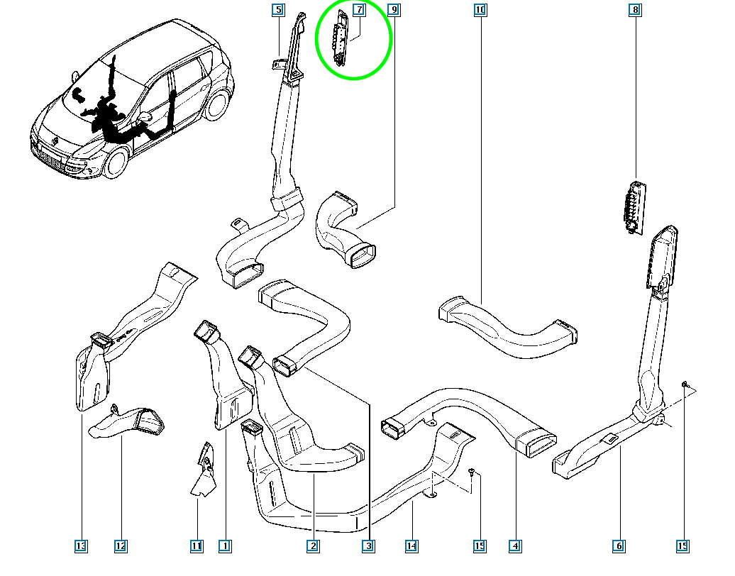 Pièce d'origine Grille d'aération arrière pour Renault Scenic III 734500001R
