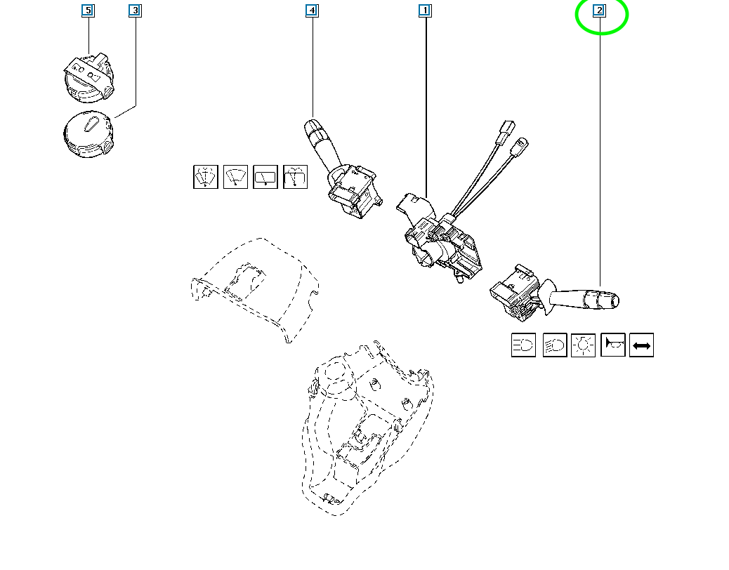 Pièce d'origine Interrupteur d'éclairage pour Renault Twingo II 7701072111