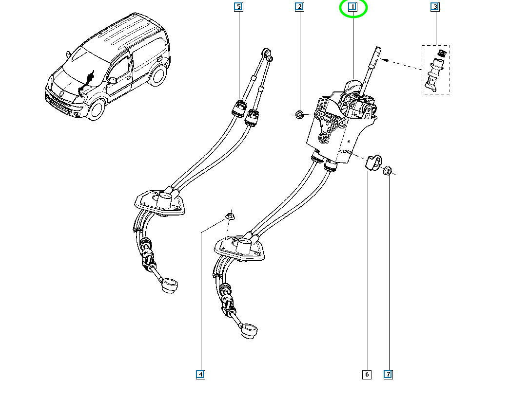 Pièce d'origine Levier de vitesse avec câble pour Renault Kangoo Scénic 341082177R