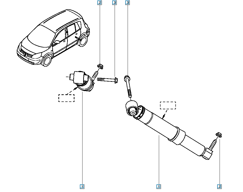 Pièce d'origine Amortisseur arrière pour Renault Mégane II Scénic II 8200415734