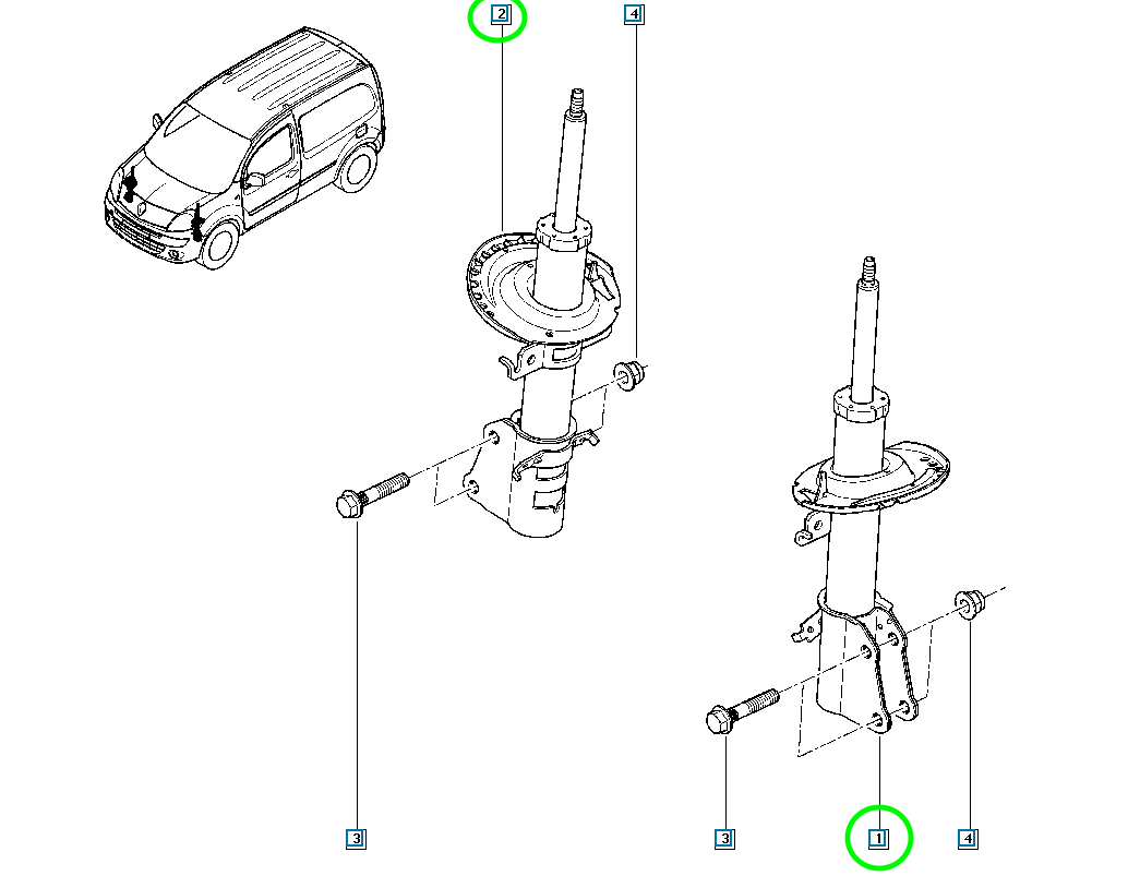 Pièce d'origine Amortisseur avant pour Renault Kangoo II 8200868516