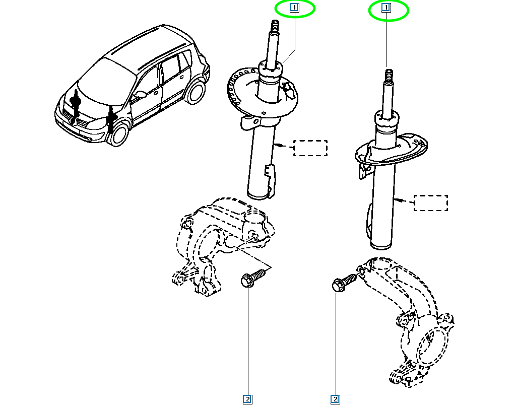 Pièce d'origine Amortisseur avant pour Renault Scénic II 8200851837