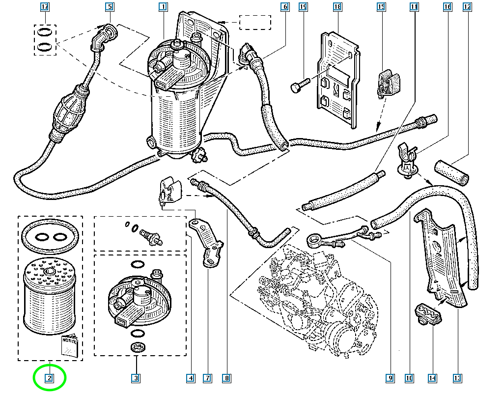Pièce d'origine Filtre à carburant pour Renault 7701043620