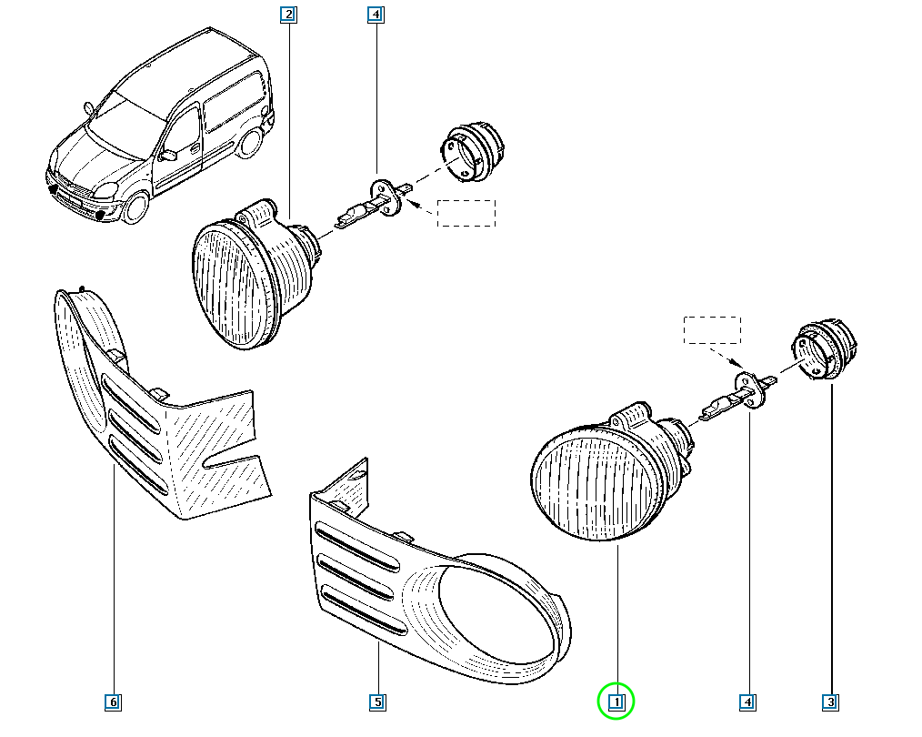 Pièce d'origine Feu antibrouillard gauche pour Renault 7701045718