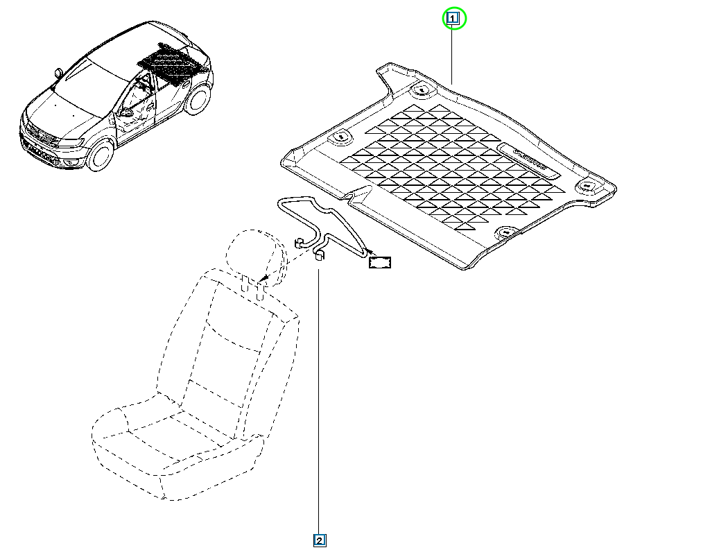 Pièce d'origine Bac de coffre pour Dacia Logan II 8201605708