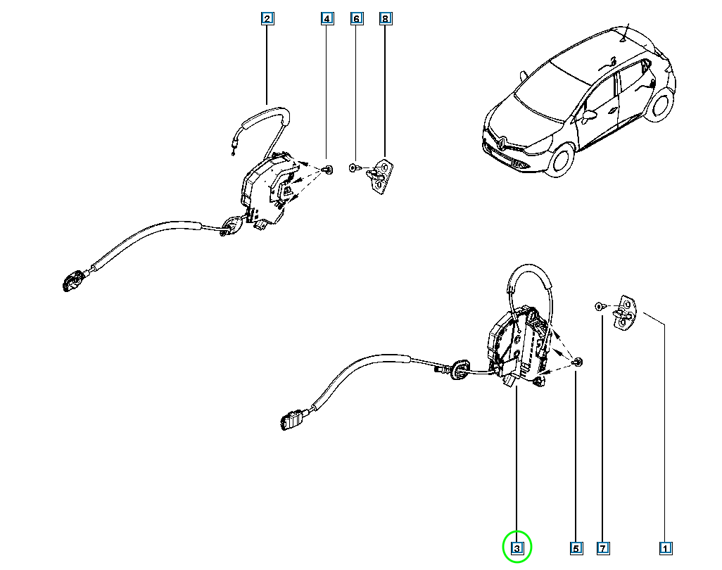 Pièce d'origine Serrure de porte arrière gauche pour Renault Clio IV 825015591R