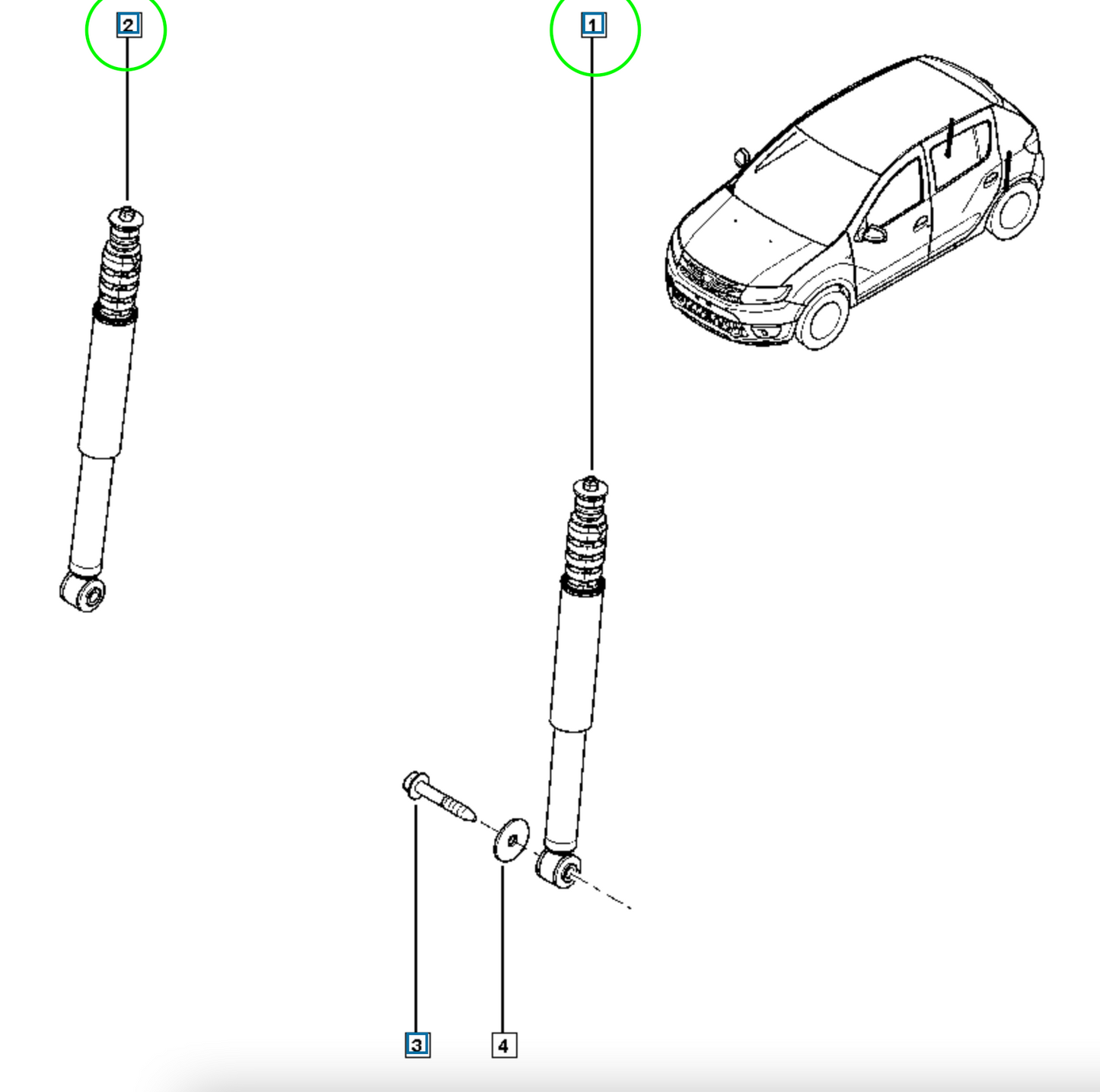 Pièce d'origine Amortisseur arrière pour Dacia Sandero Logan 562104719R