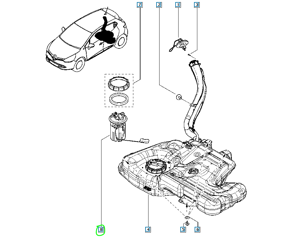Pièce d'origine Pompe à carburant pour Renault Clio IV Captur 172027628R