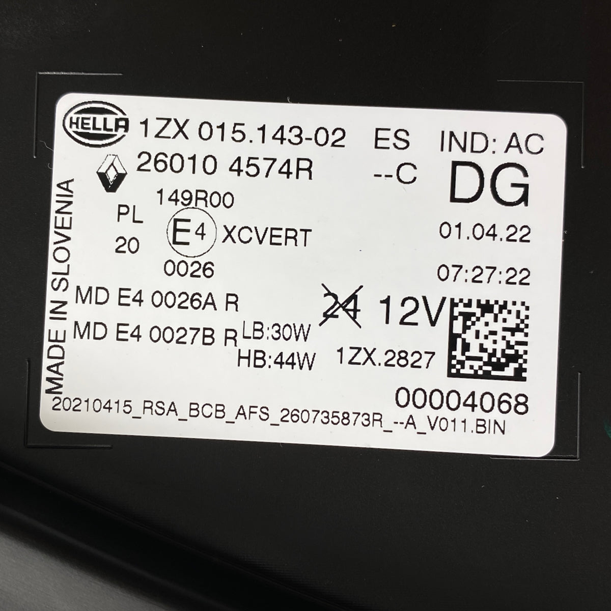 Pièce d'origine Phare avant droit pour Renault Megane E-Tech 260104574R