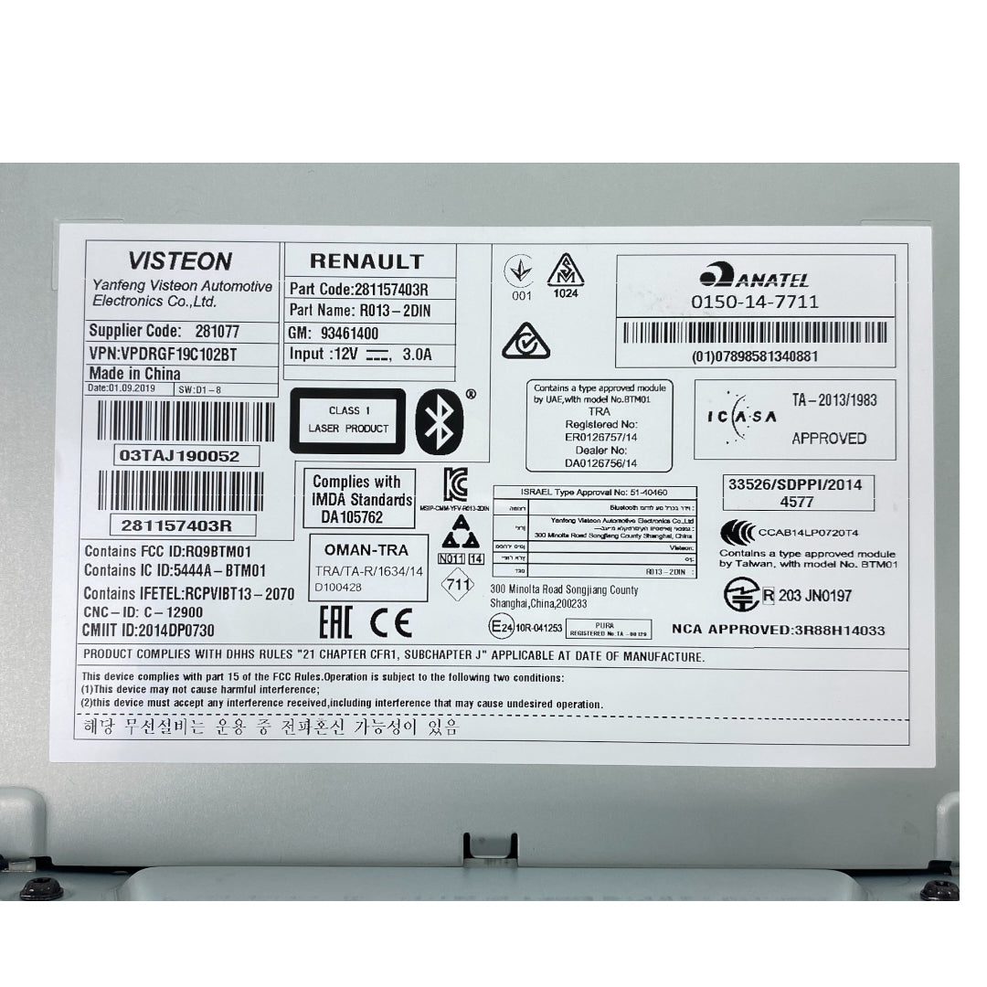 Pièce d'origine Autoradio R013 2DIN pour Renault Trafic III 281157403R