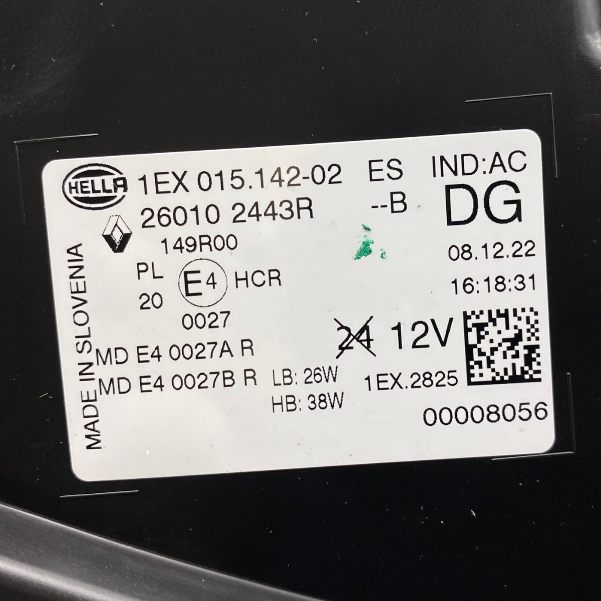 Pièce d'origine Phare avant droit pour Renault Megane EV E-Tech 260102443R