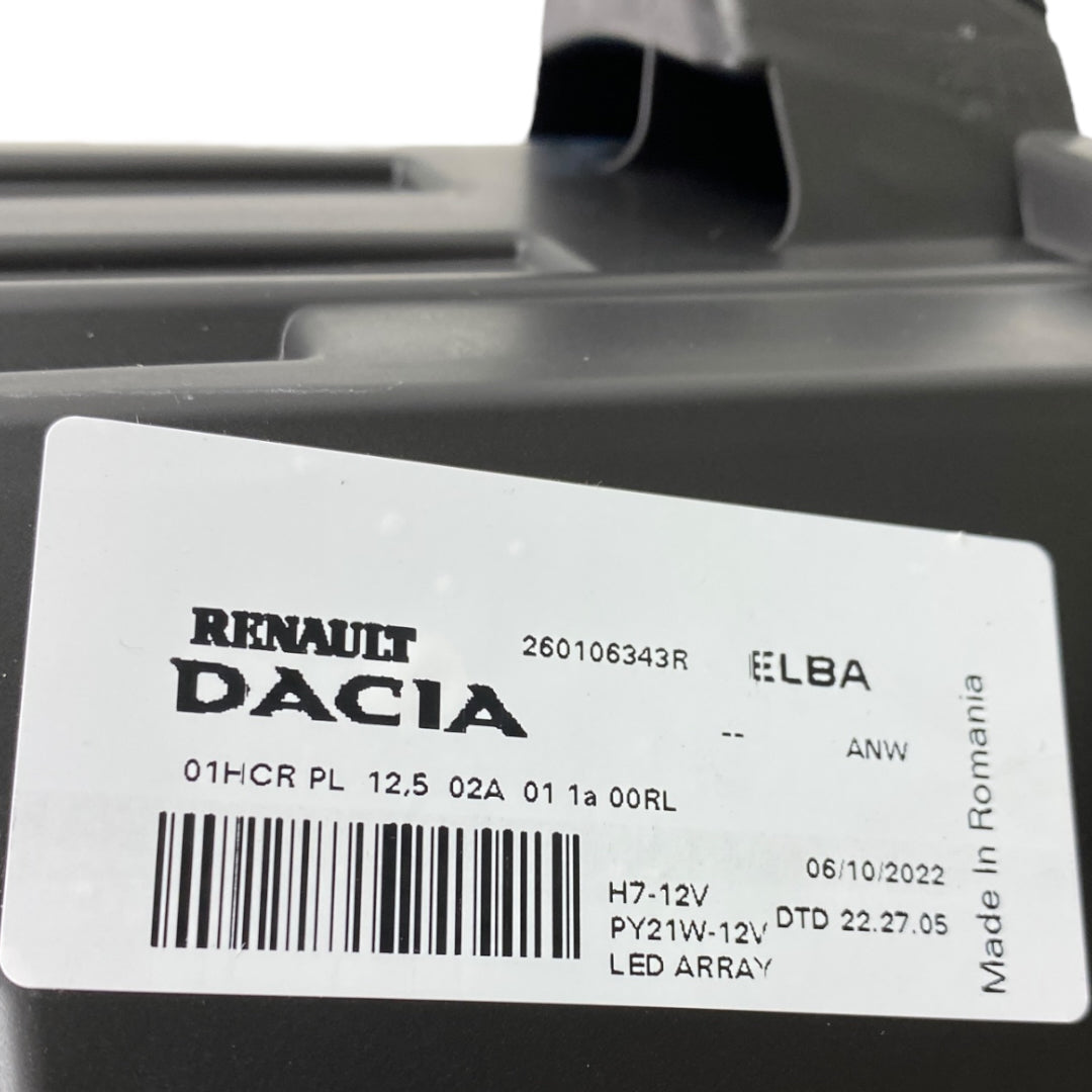 Pièce d'origine Phare avant droit pour Dacia Sandero III Logan III Jogger 260106343R